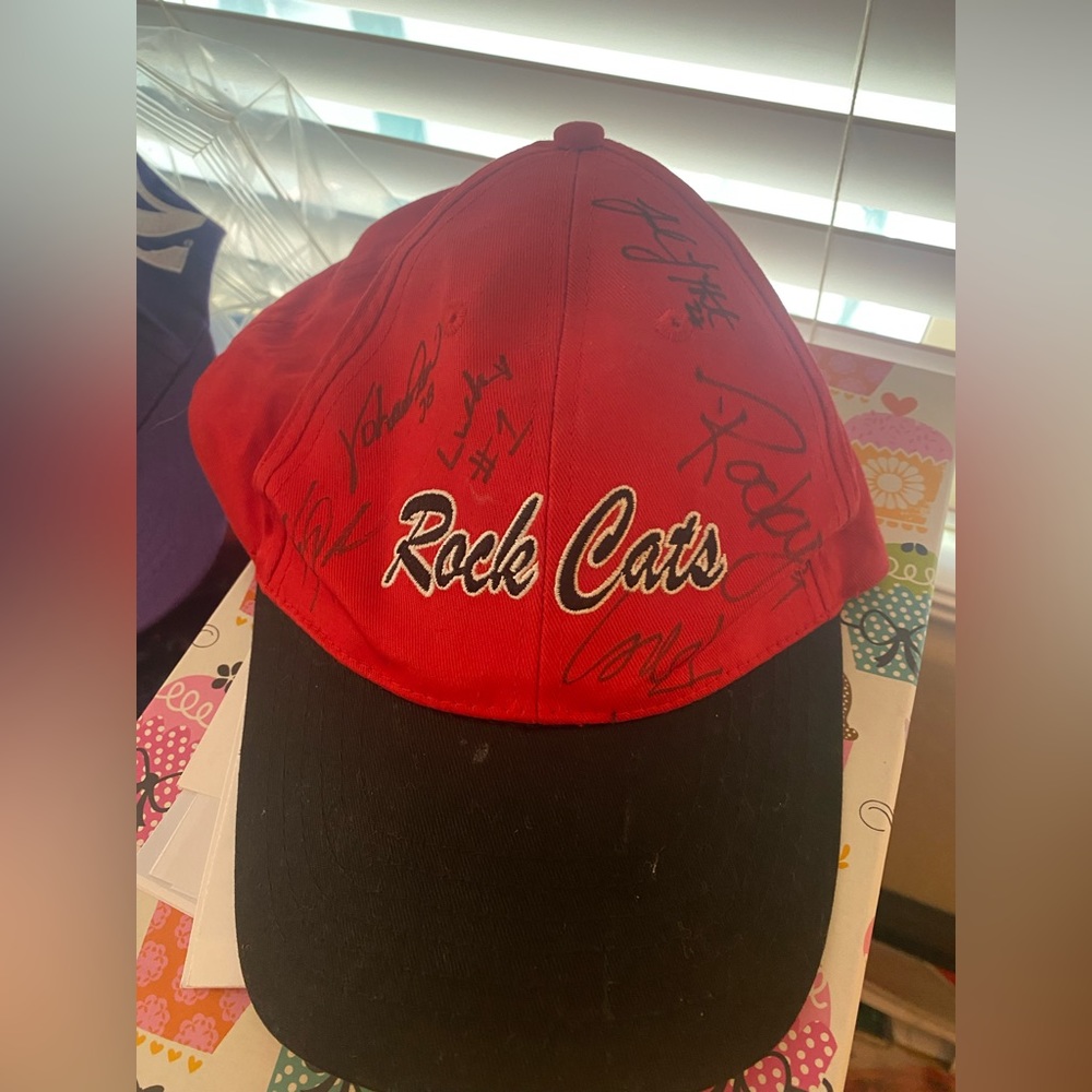 Rock Cats baseball hat cap autographed one size